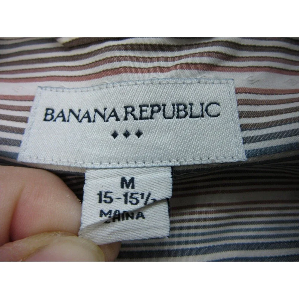 2-pack Banana Republic Shirt Mens Medium 15-15.5 Long Slv Blue Red Plaid Striped